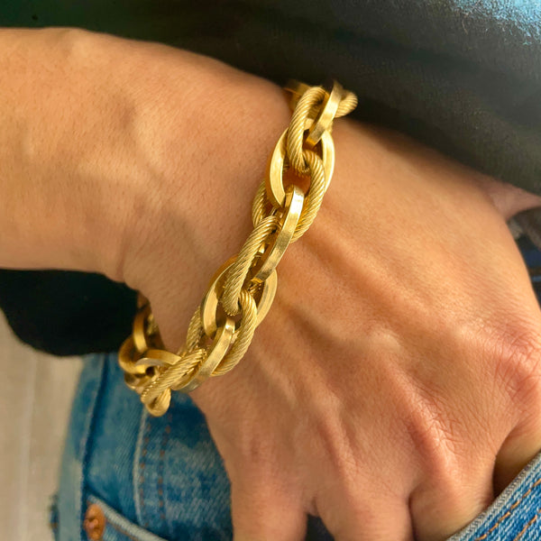 Antique link chain bracelet on model
