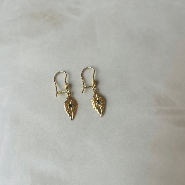Drop Leaf Earring with Stone