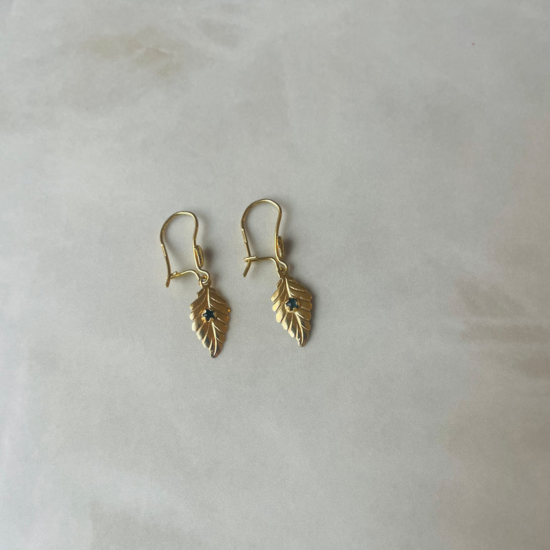 Drop Leaf Earring with Stone