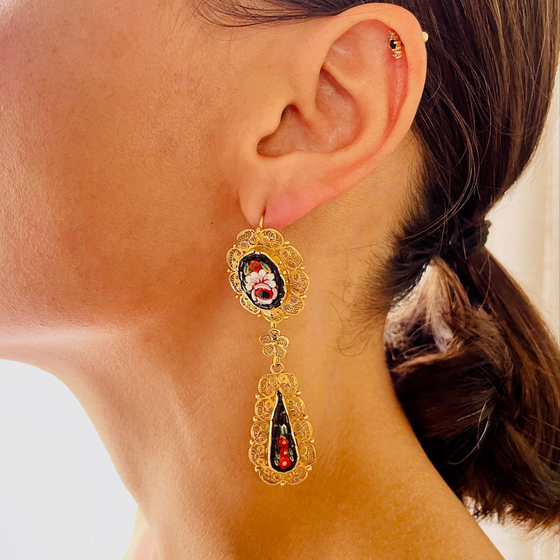 filigree and micro mosaic earrings