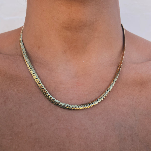 Gold Herringbone Choker Necklace