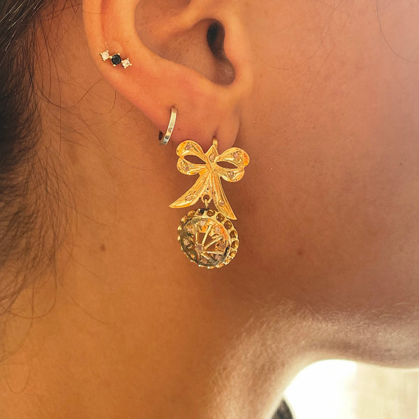 Drop Plaque Earrings with Bow