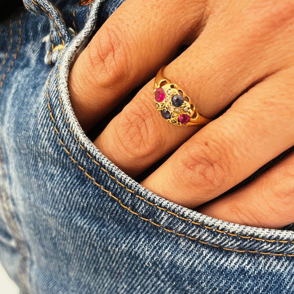 Gypsy Ring with coloured stones