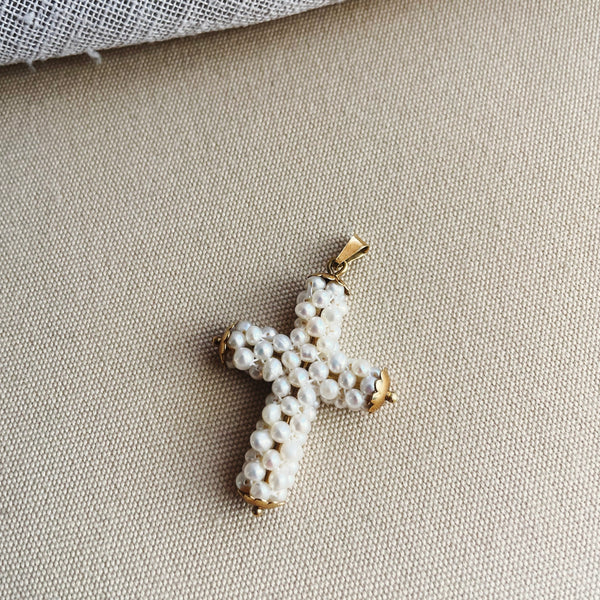 Pearl Cross Pendant Small