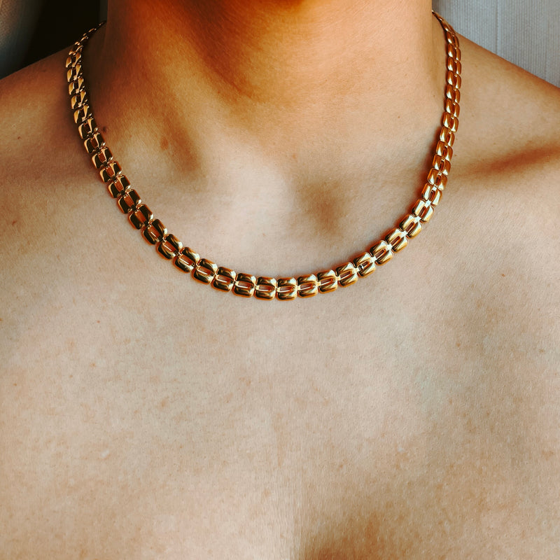 Gold Square Chain Link Necklace