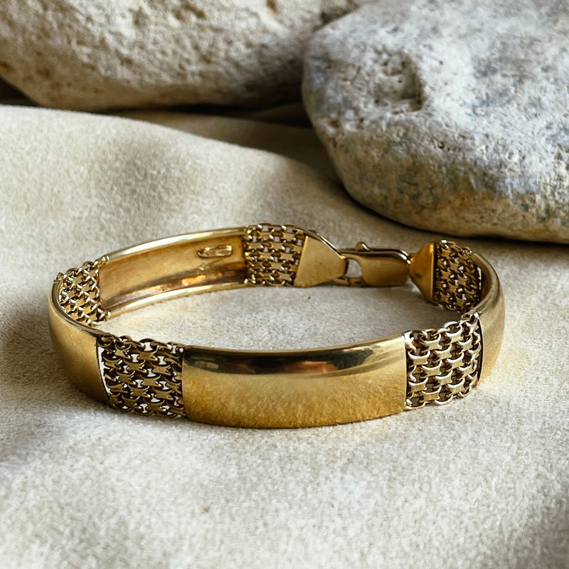 Chunky Gold Link & Plate Bracelet