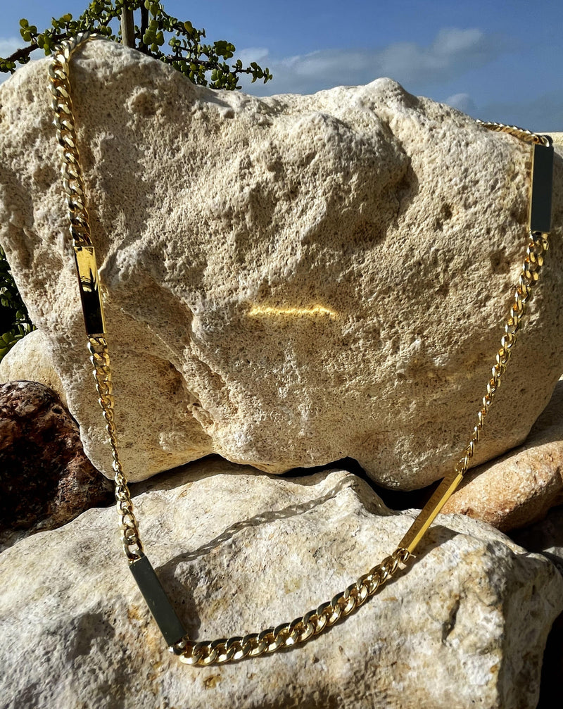 Gold Links ID Matinee Necklace